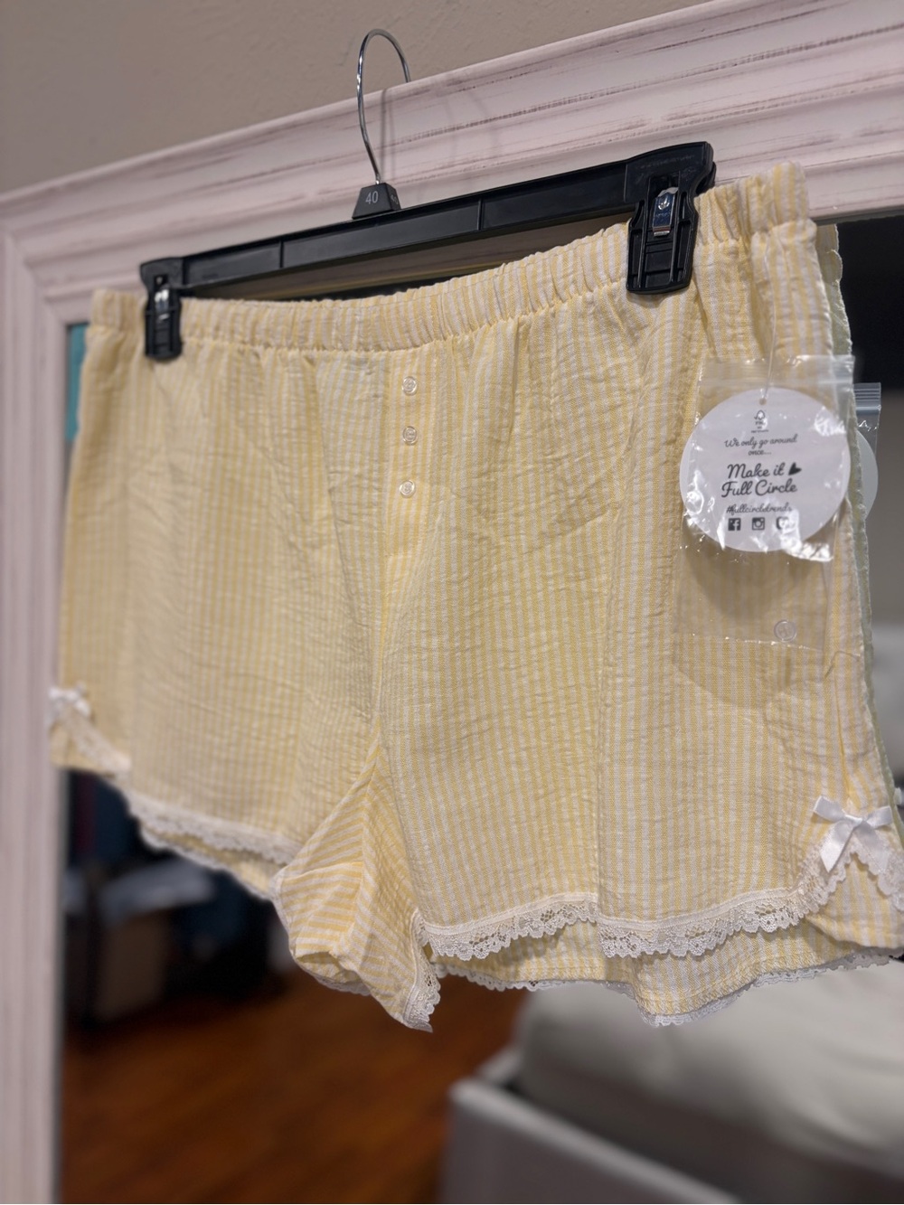 Women's Yellow Striped Lounge Shorts